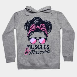 "Muscles and Mascara Chic Silhouette" - Funny Ladies Workout Fitness Hoodie